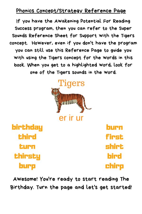 decodable phonics ebook The Birthday concept description