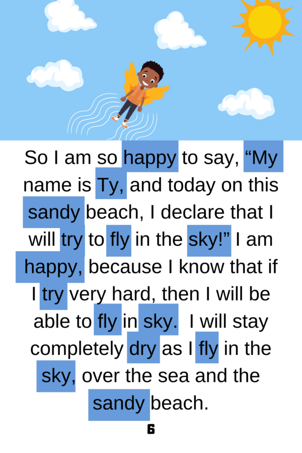 fly in the sky decodable books example page level 3